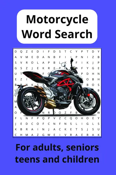 Motorcycle Word Search Cover